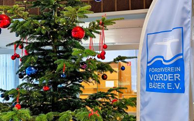 Tannenbaum im Voerder Hallenbad gestellt